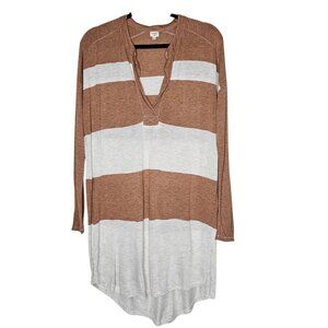 Wilfred S Striped Long Sleeve Tunic Top Lightweight Knit Oversized Relaxed Boho